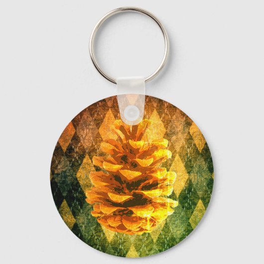 Klassische Vintage Raute pinecone rustikale Fall g Schlüsselanhänger (Vorderseite)