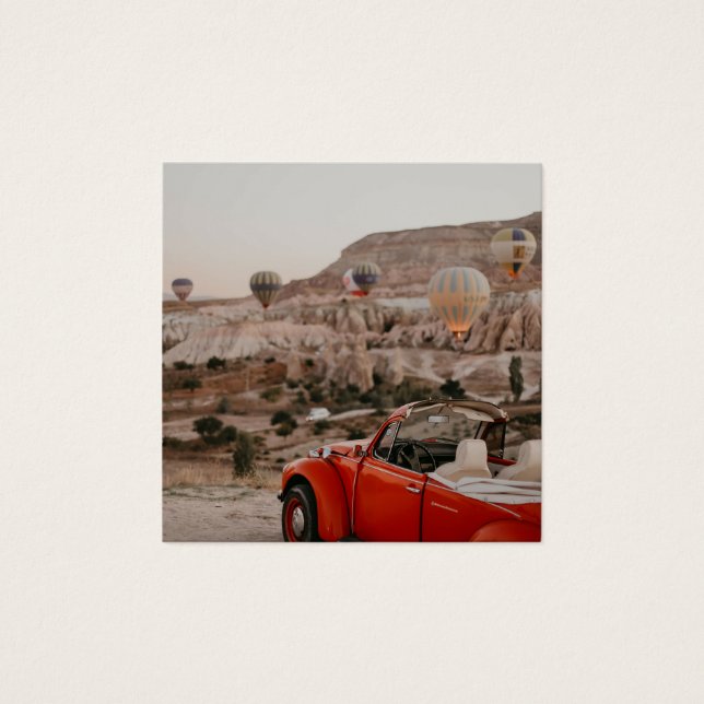 Klassische Vintage Red Car Watching Heißluftballon (Vorderseite)