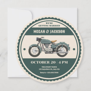 Klassische Vintage Retro-Motorrad-Hochzeit Einladung