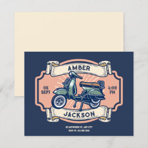 Klassische Vintage Retro-Motorrad-Hochzeit Einladung