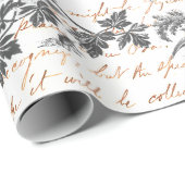 Klassische Vintage Rooster Gray Floral Script Geschenkpapier (Rolleneckpunkt)