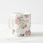Klassische Vintage rosa Rosen-Tasse Kaffeetasse (Vorderseite Links)