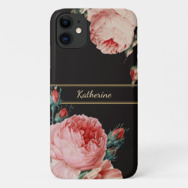 Klassische Vintage Rose mit Name Monogram Case-Mate iPhone Hülle