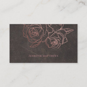Klassische Vintage Rose und Leder-Hintergrund Visitenkarte