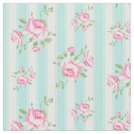 Klassische Vintage Rosen-Blumenstreifen aquamarin Stoff