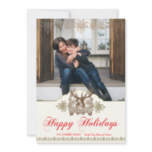 Klassische Vintage rustikale Hirschhaupt-Fotokarte