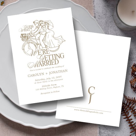 Klassische Vintage Rustikale Monogramm-Hochzeit Einladung