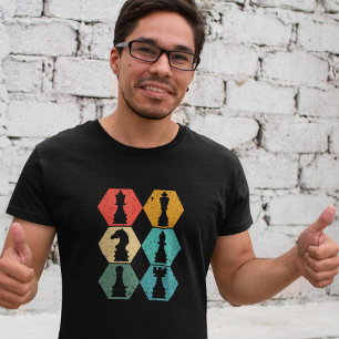 Klassische Vintage Schachpartien Sonnenuntergang T-Shirt