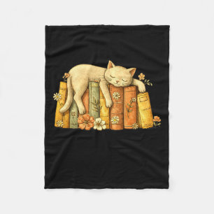 Klassische vintage schlafende Katze und Bücher süß Fleecedecke