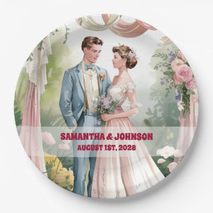 Klassische Vintage Shabby Chic Hochzeit Pappteller