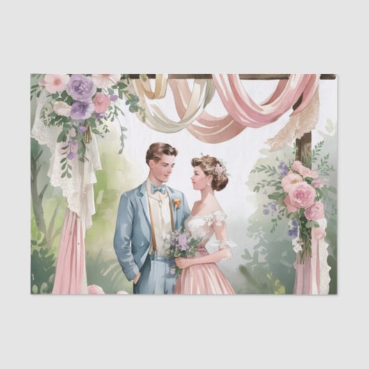 Klassische Vintage Shabby Chic Hochzeit Seidenpapier (Vorderseite)