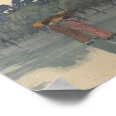 Klassische Vintage Ukiyo-e Japanische Rainy-Landsc Poster (Ecke)