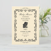 Klassische Vintage verzierte Babydusche Einladung (Stehend Vorderseite)
