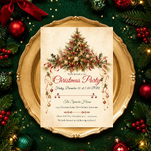 Klassische Vintage-Weihnachtsfeier Einladung