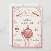 Klassische Vintage-Weihnachtshochzeit Save The Date (Vorderseite)