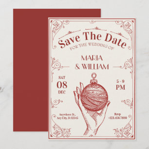 Klassische Vintage-Weihnachtshochzeit Save The Date