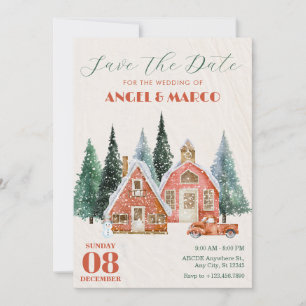 Klassische Vintage-Winter-Wunderland-Hochzeit Save The Date