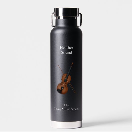 Klassische Violine und Bow Personalisiert Dark Trinkflasche (Vorne)