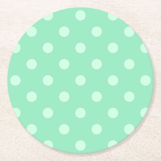 Klassische Vorlagenleuchte mit grünen Punkten rust Runder Pappuntersetzer (Vorderseite)