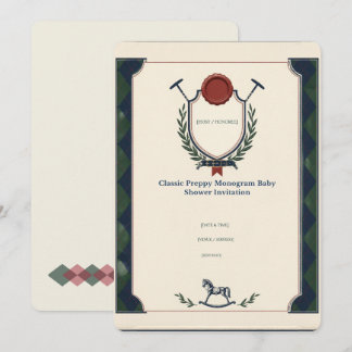 Klassische vornehme Monogramm-Baby-Shower-Einladun Einladung