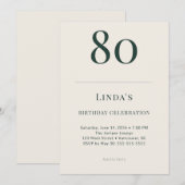 Klassische Wald- und Leinen-Feier zum 80. Geburtst Einladung (Vorne/Hinten)