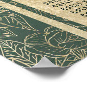 Klassische waldgrüne goldfarbene Sitzkarte Poster (Ecke)