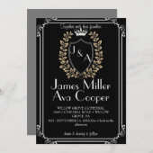 Klassische Wappen-Monogramm Hochzeitseinladung. Einladung (Vorne/Hinten)