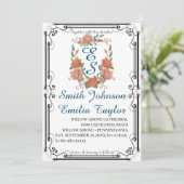 Klassische Wappen-Monogramm Hochzeitseinladung. Einladung (Stehend Vorderseite)