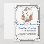 Klassische Wappen-Monogramm Hochzeitseinladung. Einladung (Vorne/Hinten)