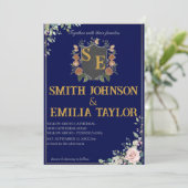 Klassische Wappen-Monogramm Hochzeitseinladung. Einladung (Stehend Vorderseite)