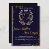 Klassische Wappen-Monogramm Hochzeitseinladung. Einladung (Vorne/Hinten)
