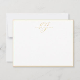 Klassische warme Ocker-Monogramm-Notizkarte Einladung