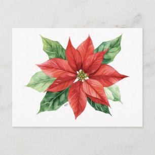 Klassische Wasserfarbe Rote Weihnachtsstern-Blume Feiertagspostkarte