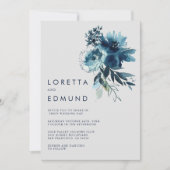 Klassische Wasserfarben, Floral Back & Front Hochz Einladung (Vorderseite)