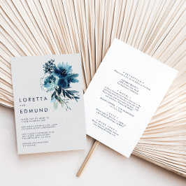 Klassische Wasserfarben, Floral Back & Front Hochz Einladung