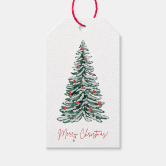 Klassische Wasserfarben-Weihnachtsbaum-Geschenkanh Geschenkanhänger