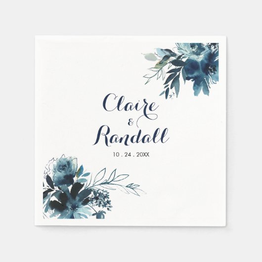 Klassische Wasserfarbenblütenhochzeit Napkins Serviette (Vorderseite)