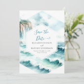 Klassische Waves Nautical Wedding Save The Date (Stehend Vorderseite)