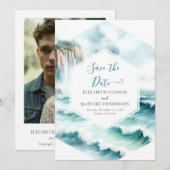 Klassische Waves Nautical Wedding Save The Date (Vorne/Hinten)