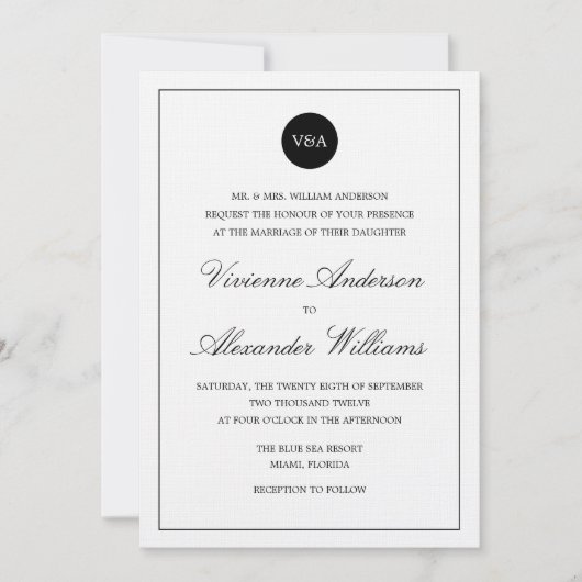 KLASSISCHE WEDDING EINLADUNG DES MONOGRAMM-%PIPE% (Vorderseite)