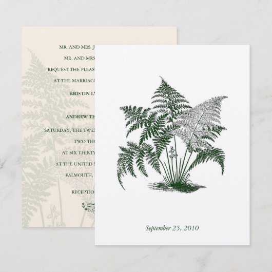 Klassische Wedding Farne Einladung (Vorne/Hinten)