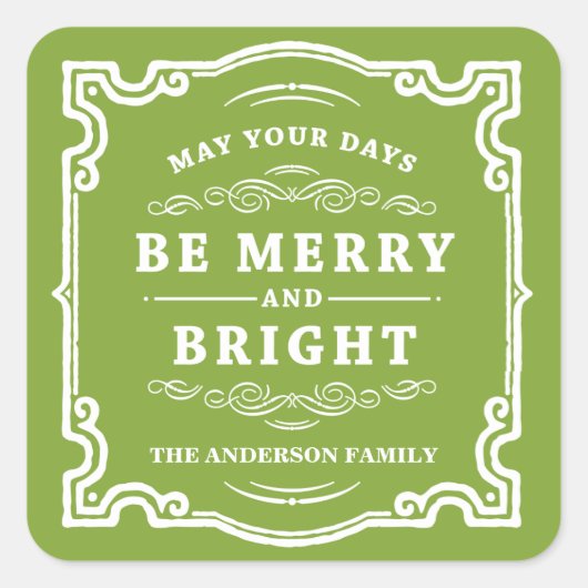Klassische Weihnachten | Holiday Gift Tag Labels Quadratischer Aufkleber (Vorderseite)