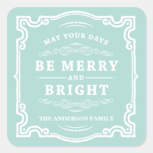 Klassische Weihnachten   Holiday Gift Tag Labels Quadratischer Aufkleber