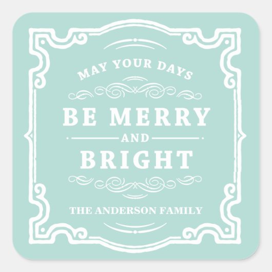 Klassische Weihnachten | Holiday Gift Tag Labels Quadratischer Aufkleber (Vorderseite)