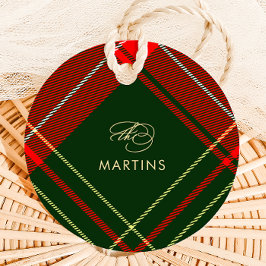 Klassische Weihnachten Kariert mit Name Holiday Geschenkanhänger