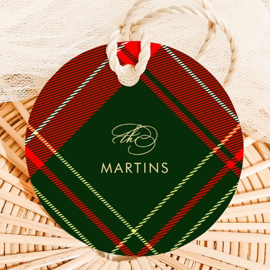 Klassische Weihnachten Kariert mit Name Holiday Geschenkanhänger