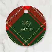 Klassische Weihnachten Kariert mit Name Holiday Geschenkanhänger (Rückseite)