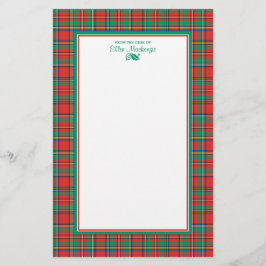 Klassische Weihnachten Kariert Personalisiert Briefpapier