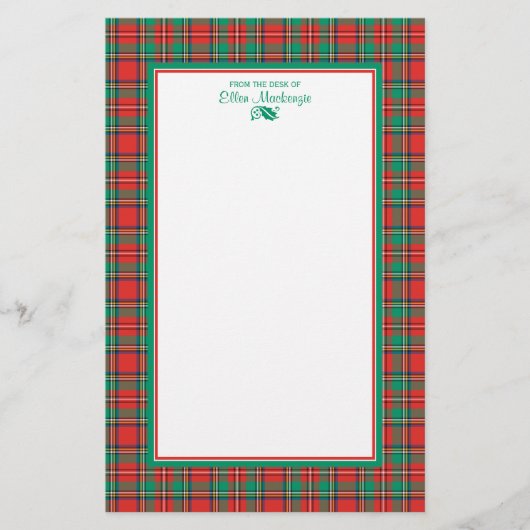 Klassische Weihnachten Kariert Personalisiert Briefpapier (Vorderseite)