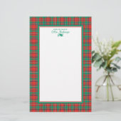 Klassische Weihnachten Kariert Personalisiert Briefpapier (Stehend Vorderseite)